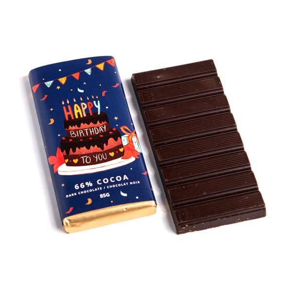 Daniel Chocolates_Happy Birthday Chocolate Bar Dark, 85g_Pure Chocolate, Pure ingredients, More cocoa, Less sugar