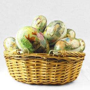 Daniel Chocolates Vintage Cardboard Eggs in a basket
