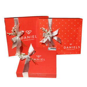 Classic Chocolate Box - Christmas Silver Ribbon with décor removable